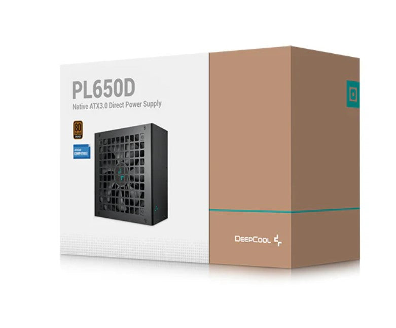 DeepCool PL650D 650W 80+ Bronze Certified Non-Modular ATX Power Supply(Direct Cable), 120mm Fan, DC to DC, ATX3.1, 100,000 MTBF, 85% Efficiency DeepCool PL650D 650W 80+ Bronze Certified Non-Modular ATX Power Supply(Direct Cable), 120mm Fan, DC to DC, ATX3.1, 100,000 MTBF, 85% Efficiency